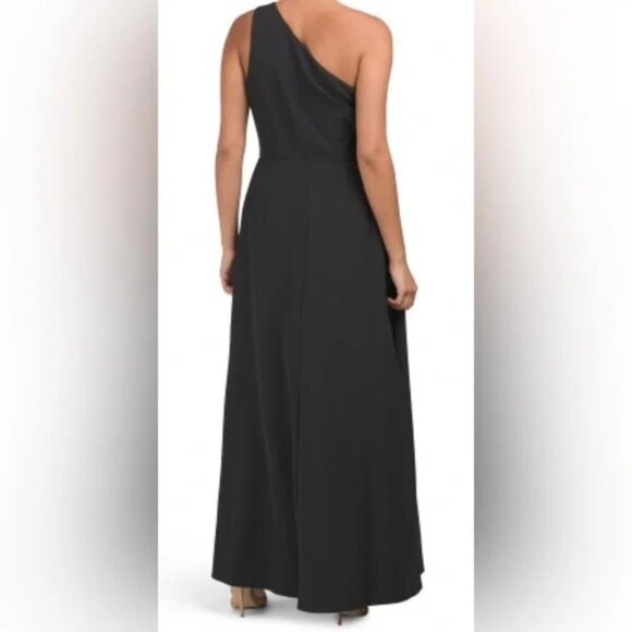 New Julia Jordan Black One-Shoulder Jumpsuit Walk Through Gown Size 16 RHH10567 - Picture 2 of 16